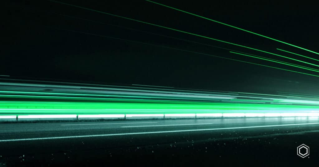 computer imagery flash of green light to represent ethernet speeds